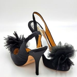 Badgley Mischka Black Satin Sling Back Pump